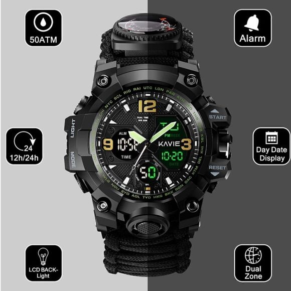 COPY - 23-in-1 Survival Digital Watch Black - Picture 2 of 4